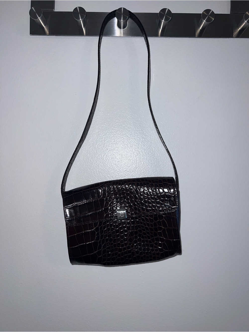 Ralph Lauren Mini Shoulder Embossed Bag Brown